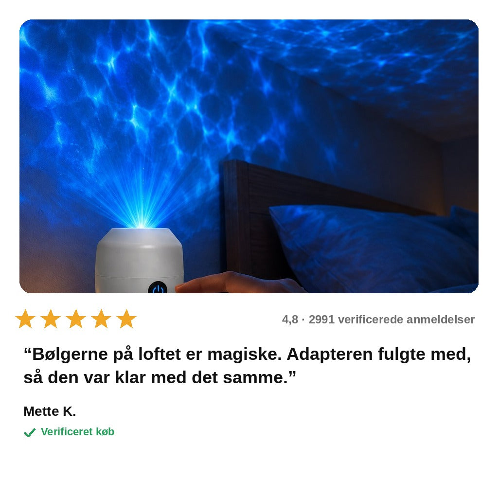 avis — Havbølge Projektor Natlampe – roterende havlys på væg og loft