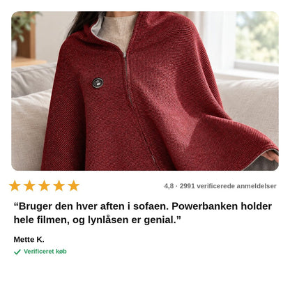 avis — Elektrisk varmetæppe-poncho med lynlås – bærbar USB-varme