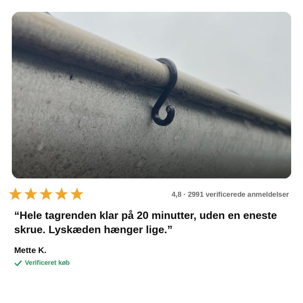 avis — Krog til julelys på tagrende – uden værktøj (20 stk.)