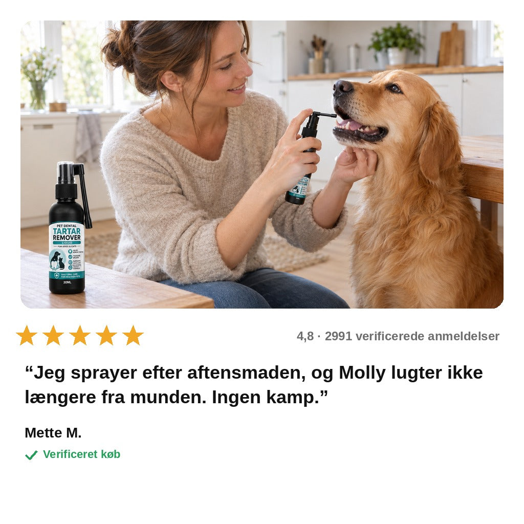 avis — Tandstensspray til hunde og katte – frisk ånde uden tandbørste-kamp