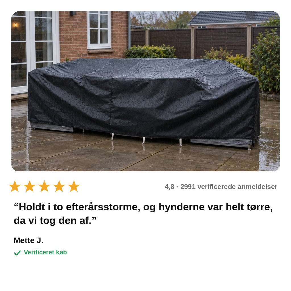 avis — Vandafvisende overtræk til havemøbler – vindsikker pasform med snøre og stropper