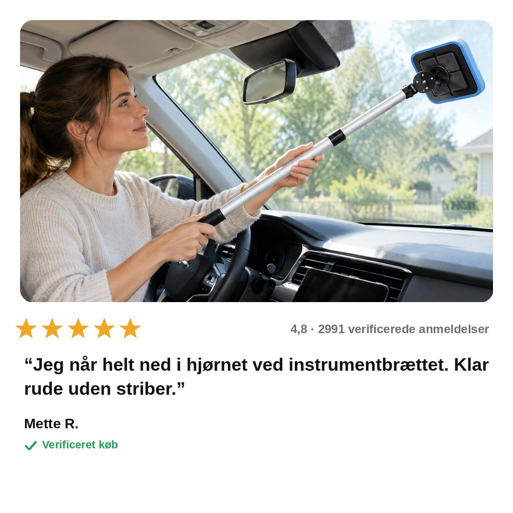 avis — Teleskopisk forruderenser med drejeligt hoved – klar bilrude uden striber