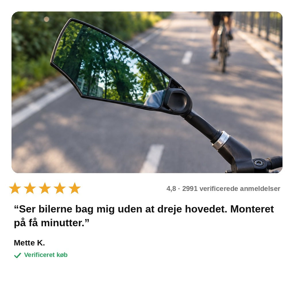 avis — Cykelspejl til styret – 360° justerbart og blændfrit