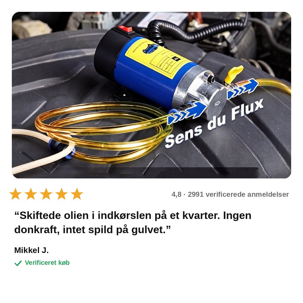 avis — OlieFlow™ – Bærbar olieudsugningspumpe 12V med gratis slangesæt