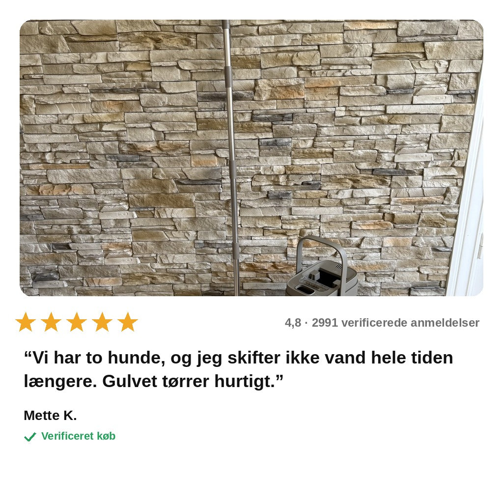 avis — Gulvmoppe med spand – rent og beskidt vand holdes adskilt