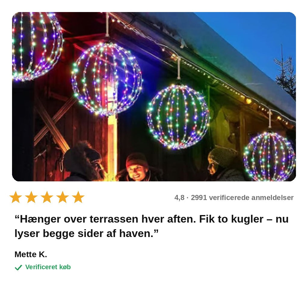 avis — LED lyskugle sammenklappelig – 360° lys til have, terrasse og altan