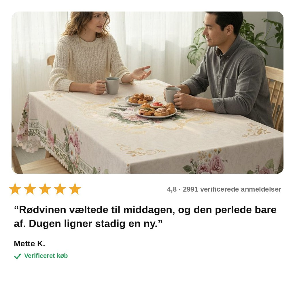 avis — Vandtæt Blomsterdug med Rosemønster – Spild Perler Af