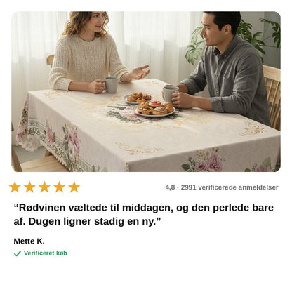 avis — Vandtæt Blomsterdug med Rosemønster – Spild Perler Af