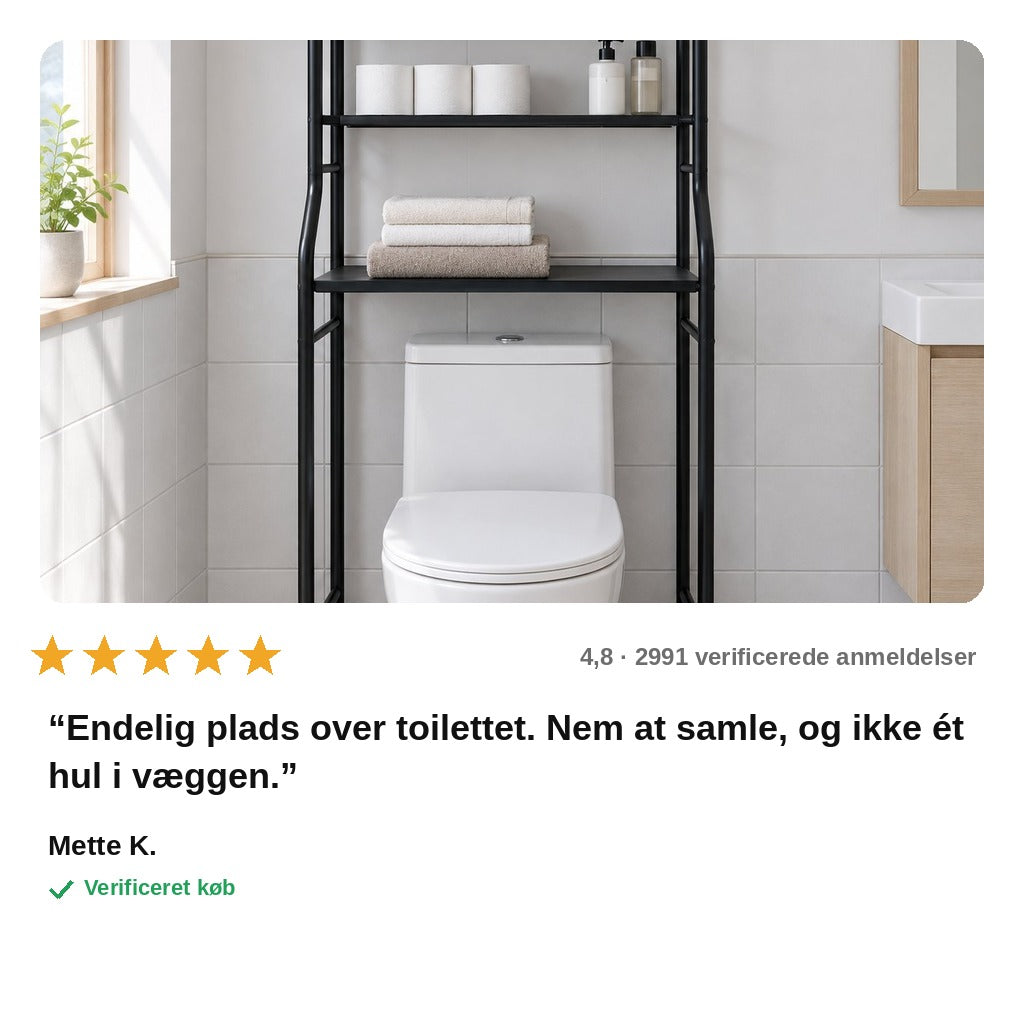 avis — Fritstående reol over toilet – 3 hylder