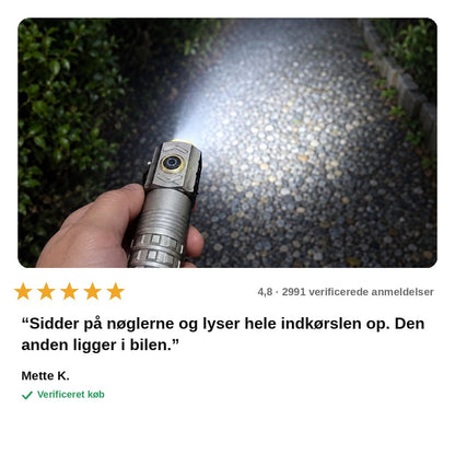avis — Tre-øjet mini-lommelygte – 3 kraftige LED'er, 5 lystilstande, genopladelig med USB-C