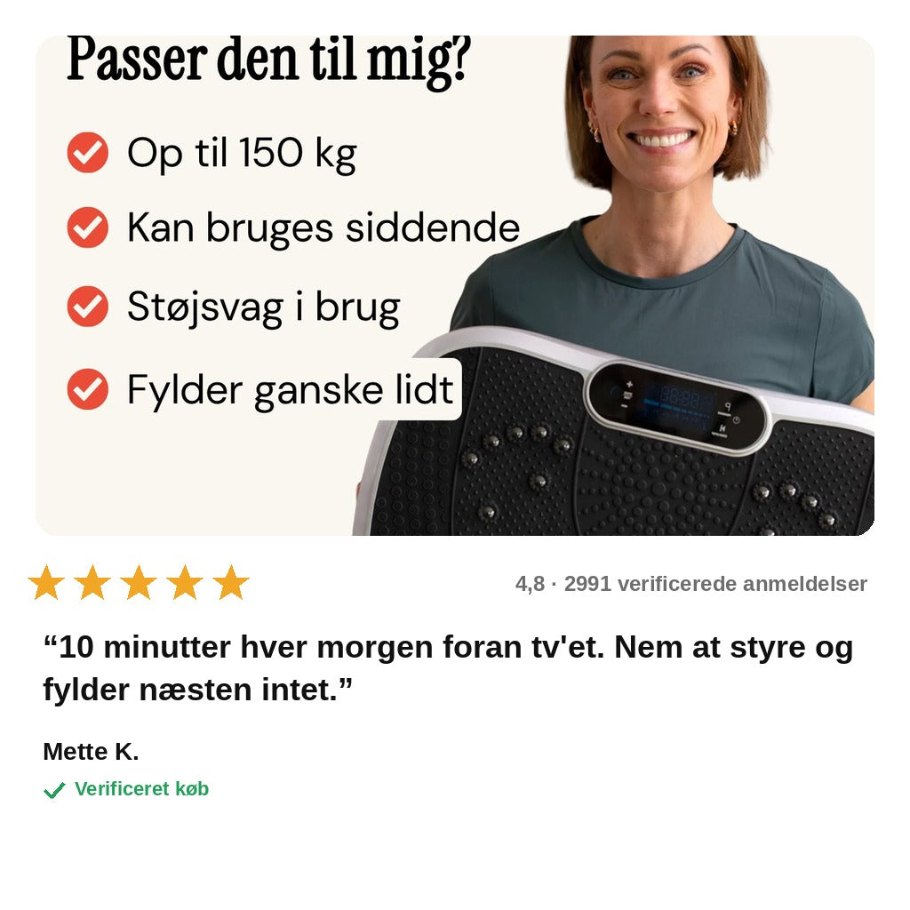 avis — Vibrationsplade med LCD-skærm – træn hele kroppen hjemme