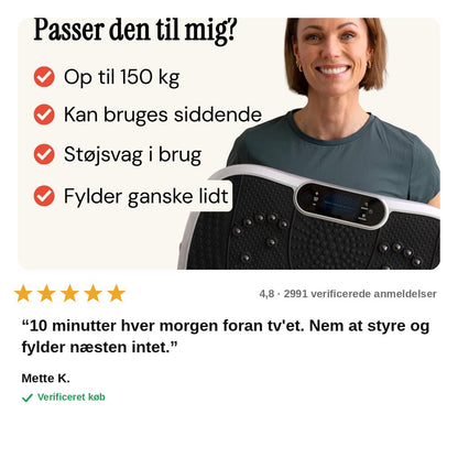avis — Vibrationsplade med LCD-skærm – træn hele kroppen hjemme