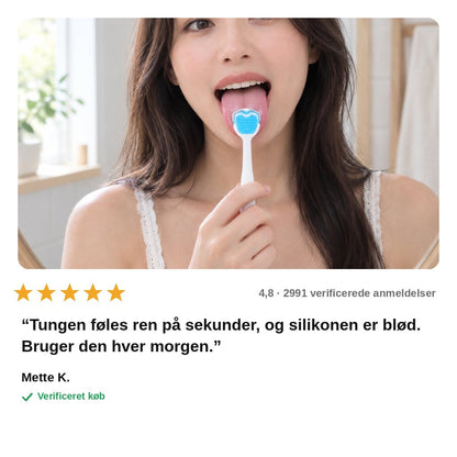 avis — Dobbeltsidet tungeskraber i silikone