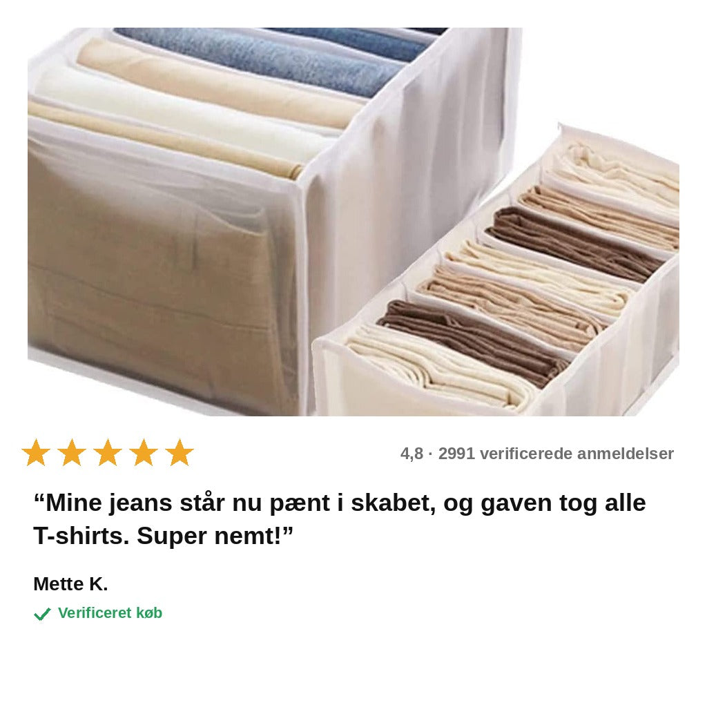 avis — Tøjorganizer med 7 rum – Large (36×25×20 cm) til jeans og bukser