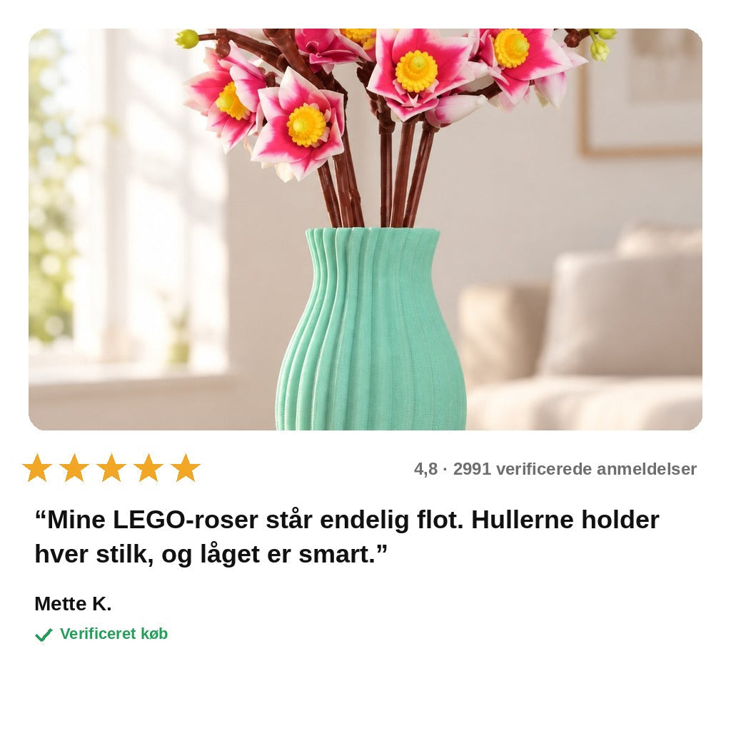 avis — BrikkeVase™ – Vase til LEGO® Botanical-blomster med 17 stilkhuller