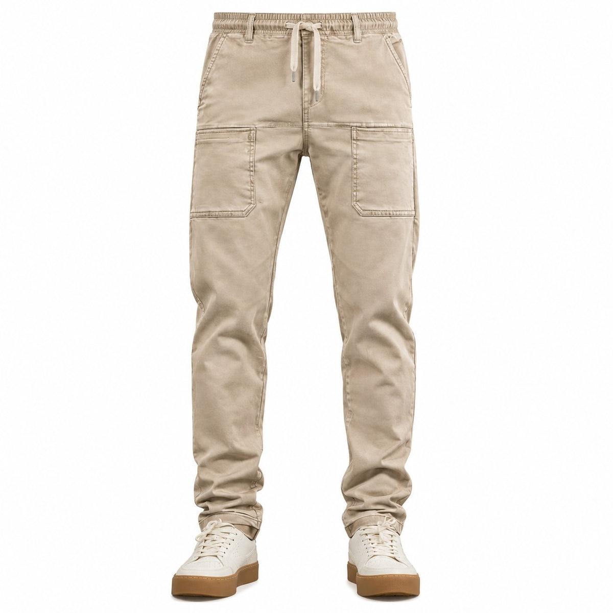 couleur Beige — Elastiske cargobukser til herrer – firevejs-stræk og 6 praktiske lommer