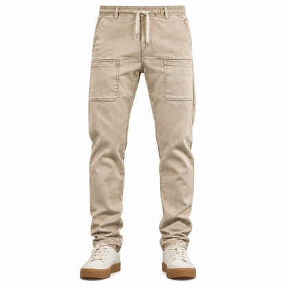 couleur Beige — Elastiske cargobukser til herrer – firevejs-stræk og 6 praktiske lommer
