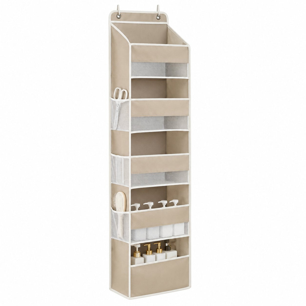couleur Beige — Hængende opbevaringsreol til døren – 5 rum og 10 sidelommer