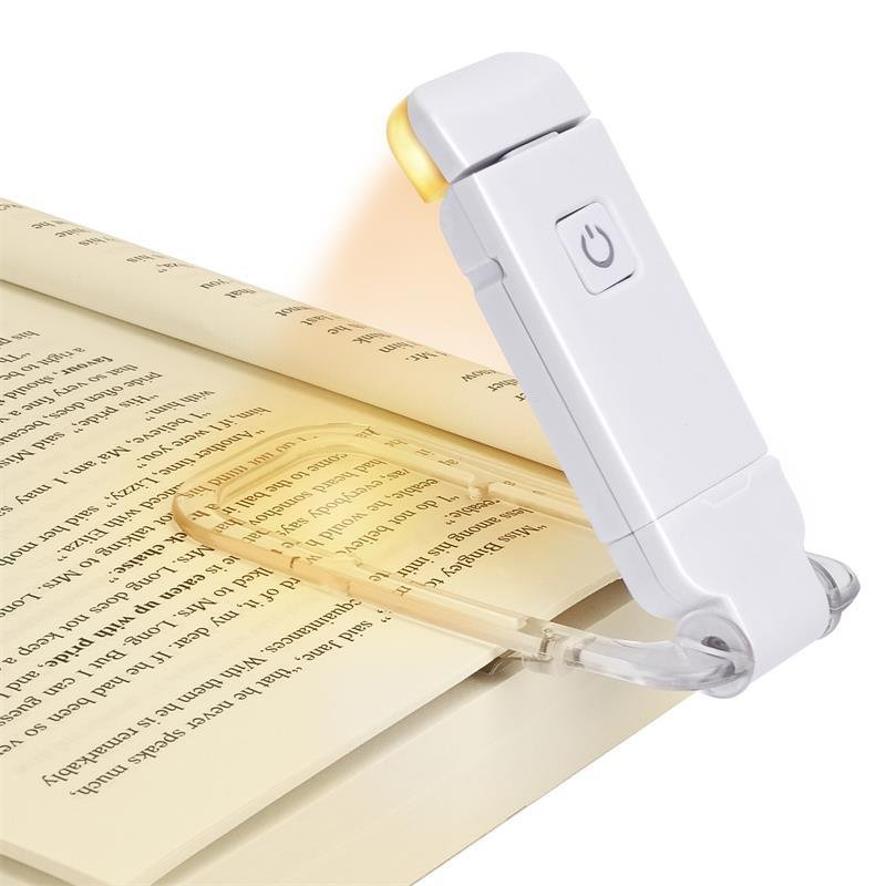 couleur Hvid — Læselampe til bøger med klips – 3 lysfarver og indbygget USB