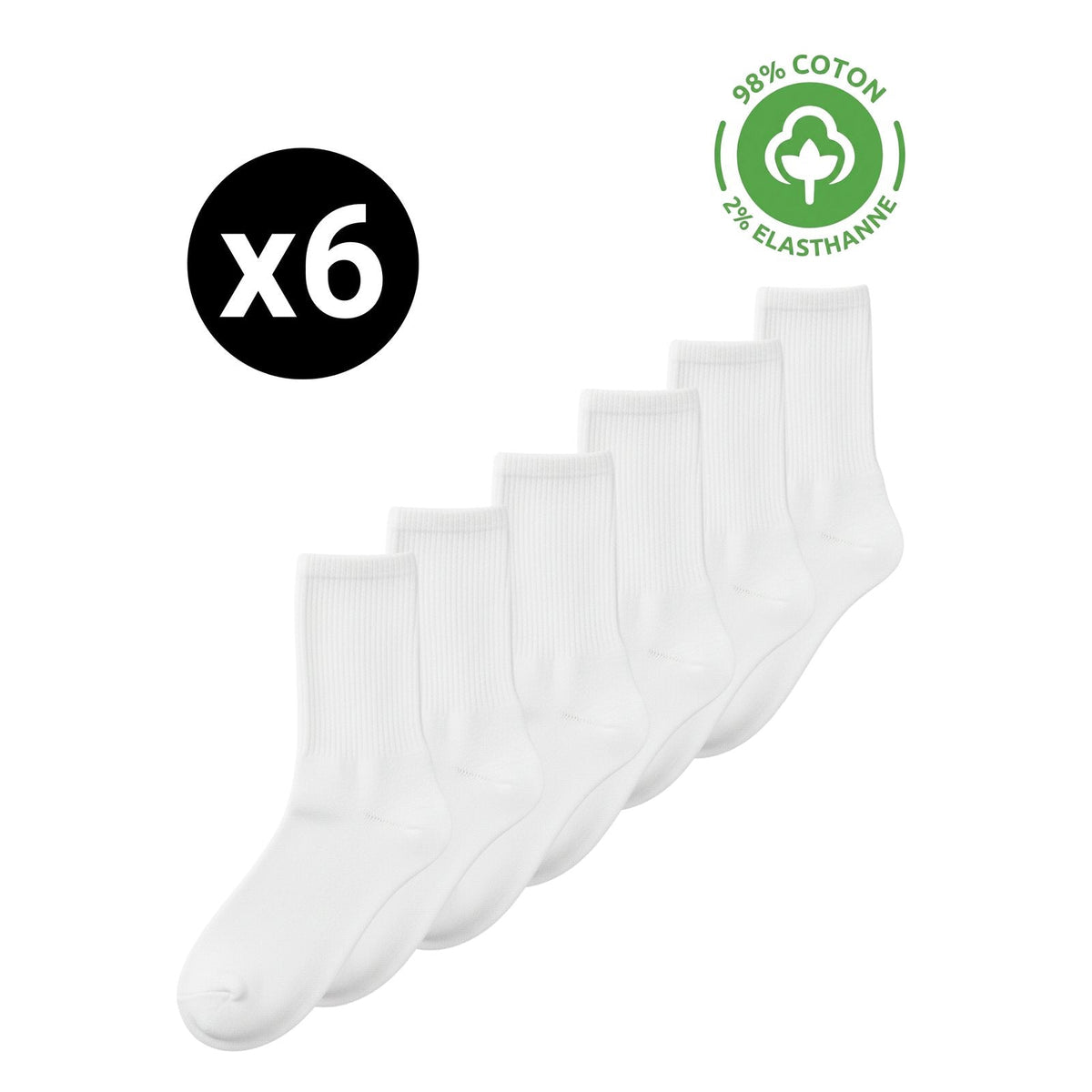 couleur Hvid — Klassiske tennissokker – pakke med 20 eller 50 par