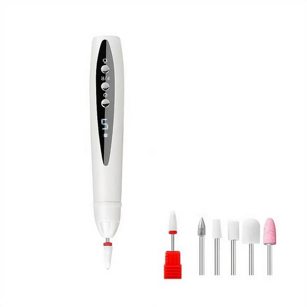 couleur Hvid — Elektrisk neglefil med LED-lys – genopladelig, 5 hastigheder