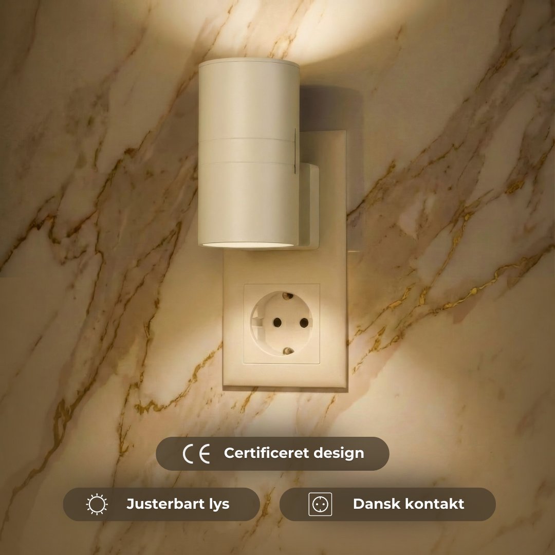 couleur Hvid — Aftenlys™ – LED-væglampe til stikkontakten, der tænder af sig selv i mørke