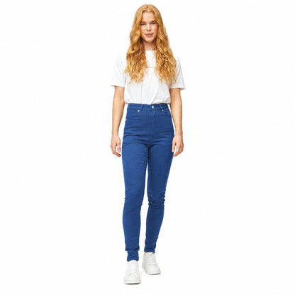couleur Blå — Højtaljede sorte jeans – smal pasform med stretch