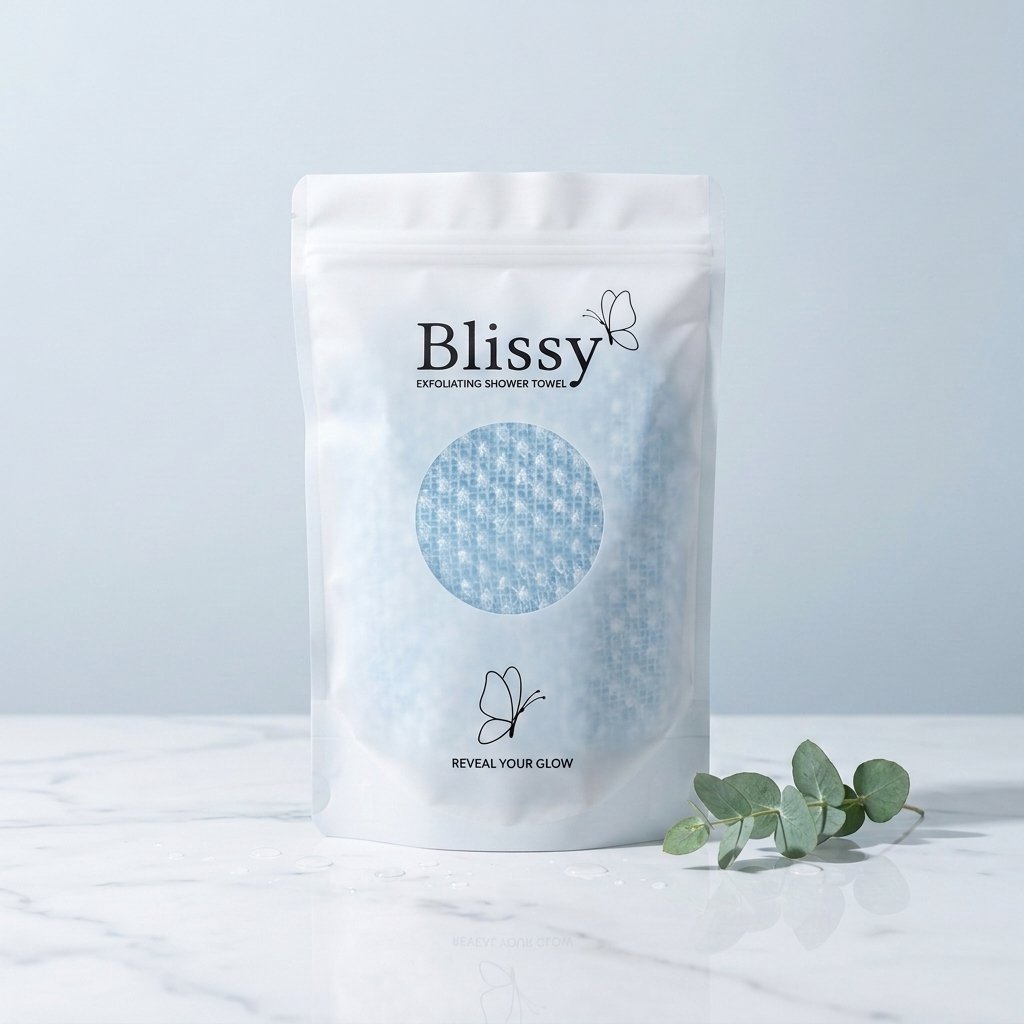 couleur Blå — Eksfolierende badehåndklæde – 120 cm