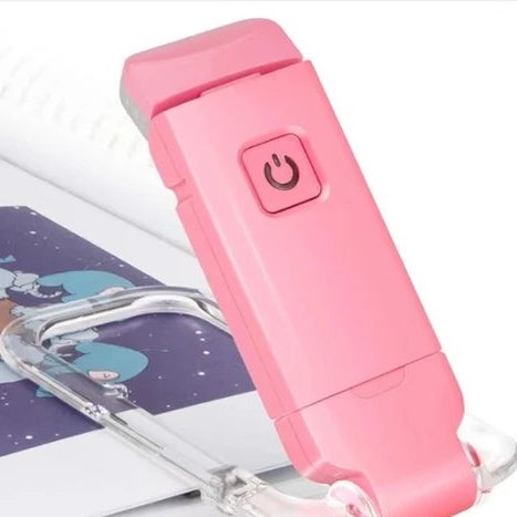 couleur Boblerosa — Læselampe til bøger med klips – 3 lysfarver og indbygget USB