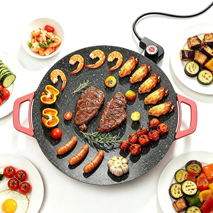 situation — Rund elektrisk grillpande med termostat – slip-let og røgfri bordgrill