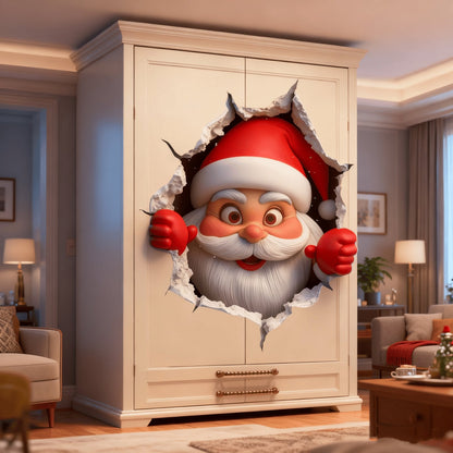 situation — 3D Julemand Wallsticker – Julemanden kigger ind gennem væggen
