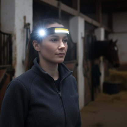 Genopladelig LED-pandelampe, 230° lysbånd