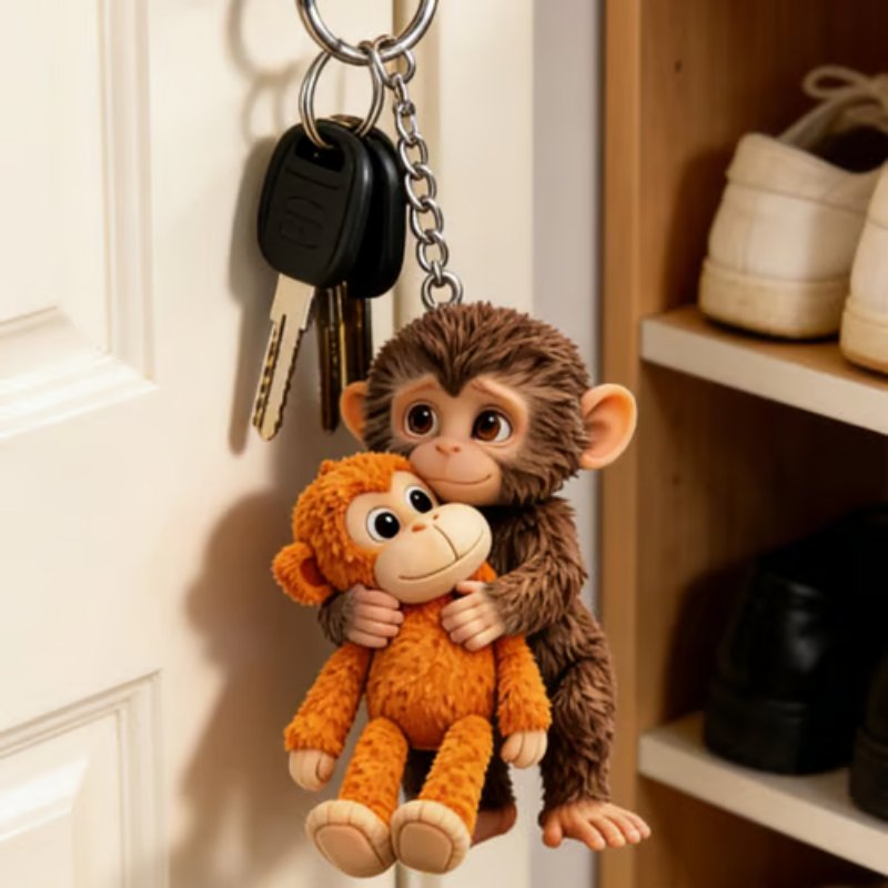 situation — Abe Nøglering med Bamse – Sødt Taskevedhæng i Harpiks