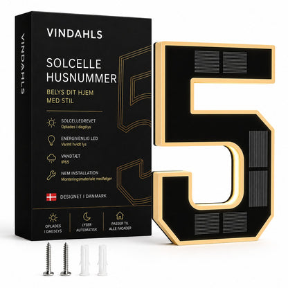 packshot — Soldrevne husnumre med lys – lyser automatisk fra skumring til daggry