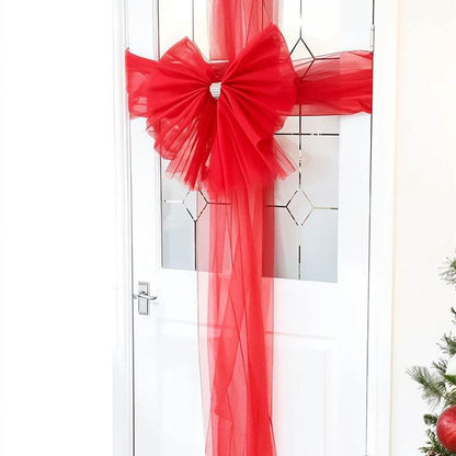 situation — Kæmpe rød julesløjfe til døren – 80 × 60 cm med 750 cm bånd
