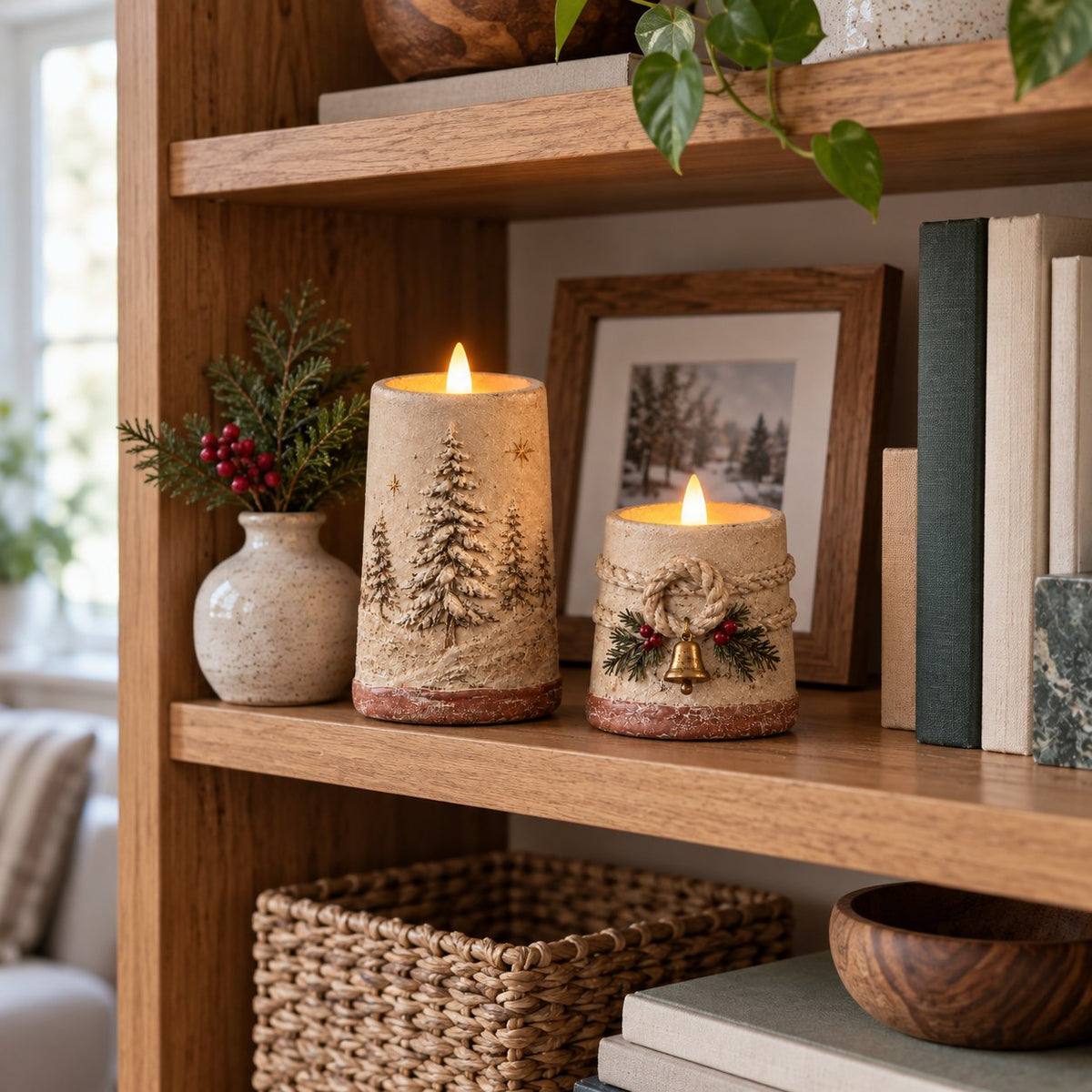 situation — Rustikke flammefri LED-julelys med fjernbetjening og 6-timers timer
