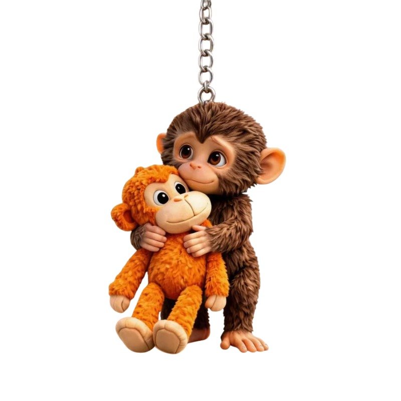 packshot — Abe Nøglering med Bamse – Sødt Taskevedhæng i Harpiks