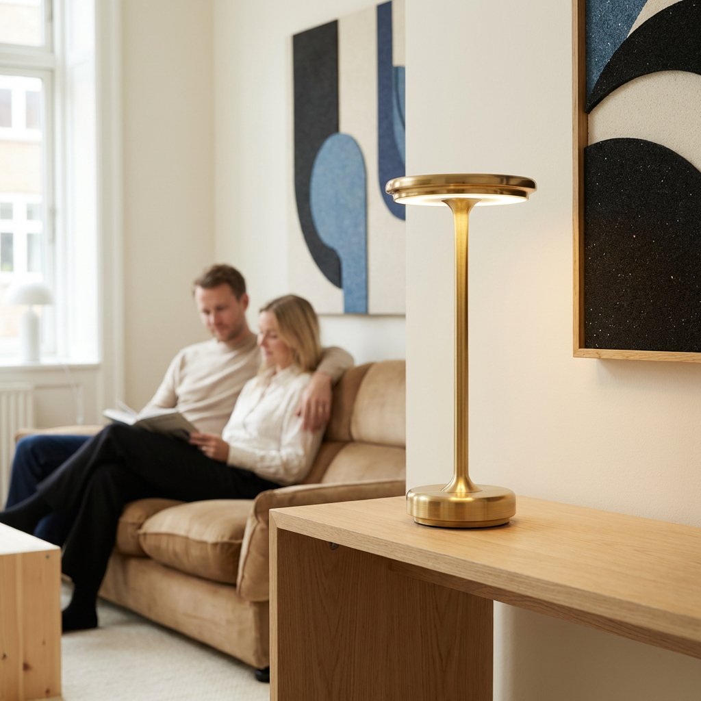 situation — Lumora™ Trådløs Bordlampe i Metal – Touch & Genopladelig