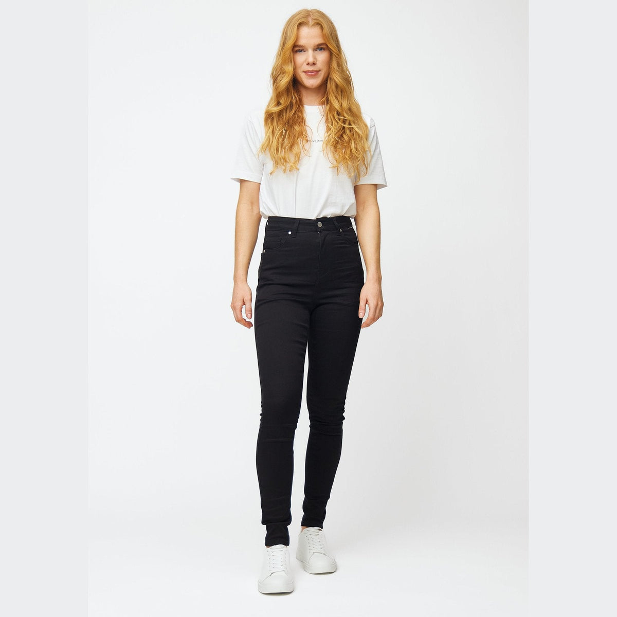 packshot — Højtaljede sorte jeans – smal pasform med stretch