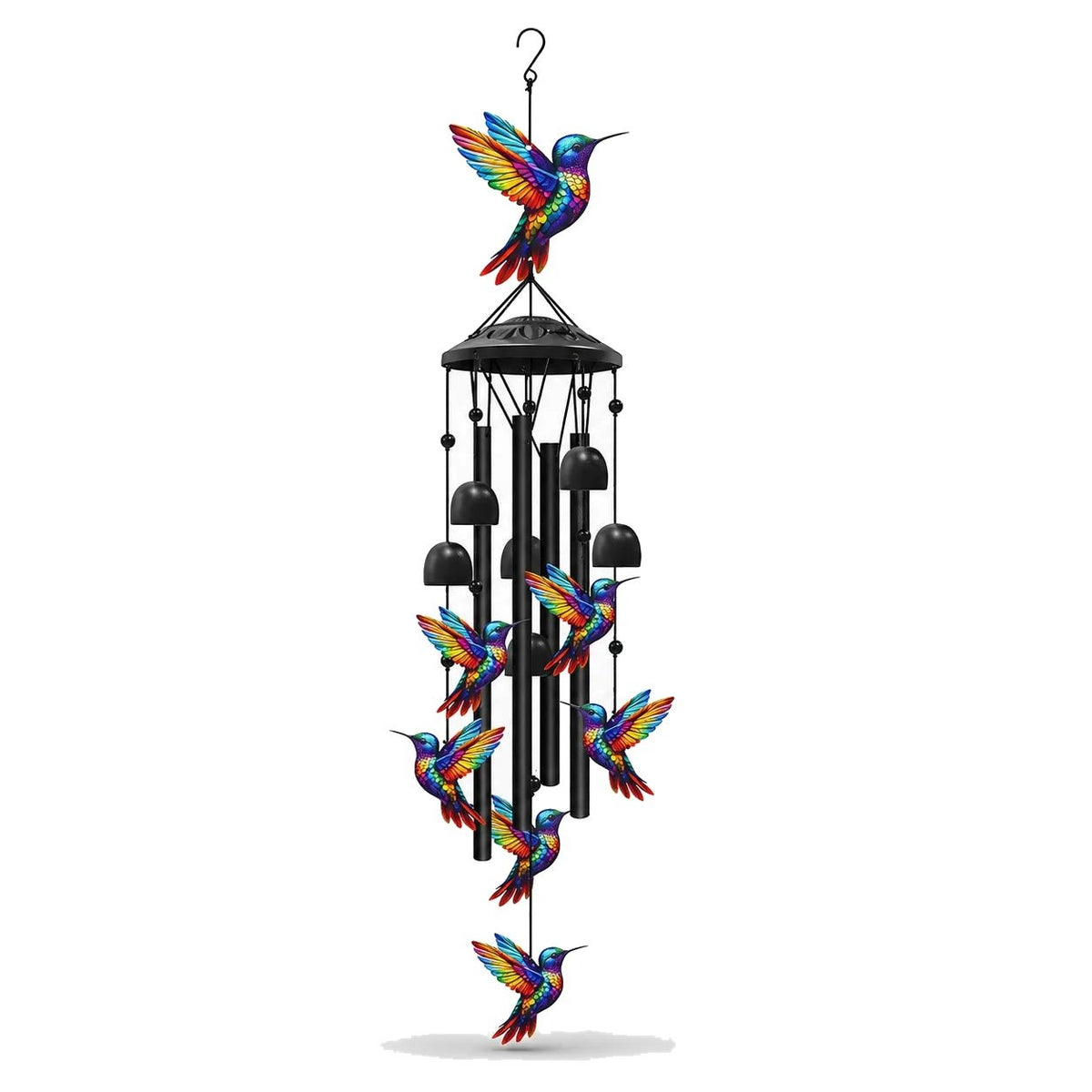 packshot — Vindspil med regnbuefigurer – sort aluminium, op til 91 cm