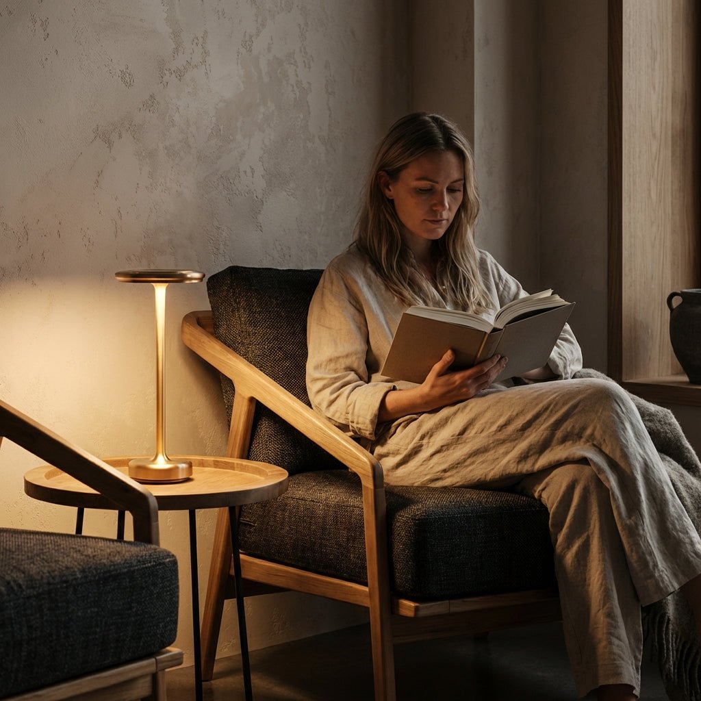 situation — Lumora™ Trådløs Bordlampe i Metal – Touch & Genopladelig