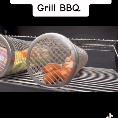 gif — Rullende grillkurv i rustfrit stål