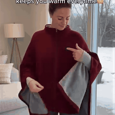 gif — Elektrisk varmetæppe-poncho med lynlås – bærbar USB-varme