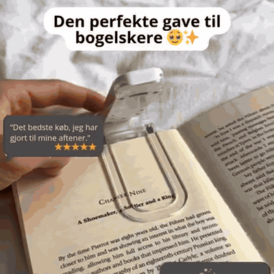 gif — Læselampe til bøger med klips – 3 lysfarver og indbygget USB