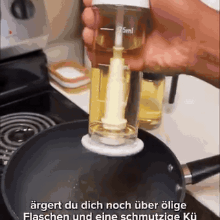 gif — Oliespray flaske til madlavning 100 ml – fin olietåge med ét tryk