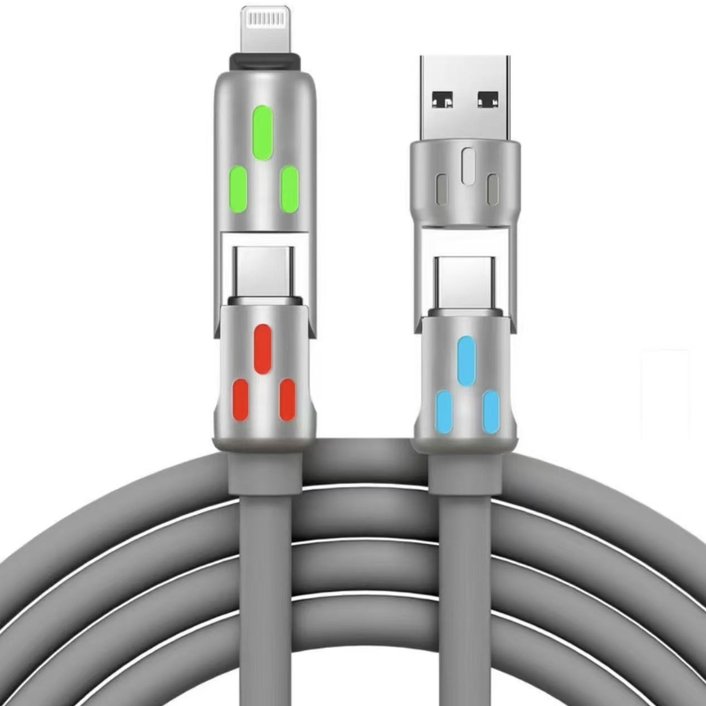 couleur Grå — 4-i-1 opladerkabel 240W – 1+1 GRATIS
