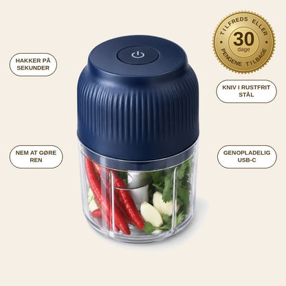 infographie — Trådløs elektrisk minihakker 260 ml – genopladelig via USB-C