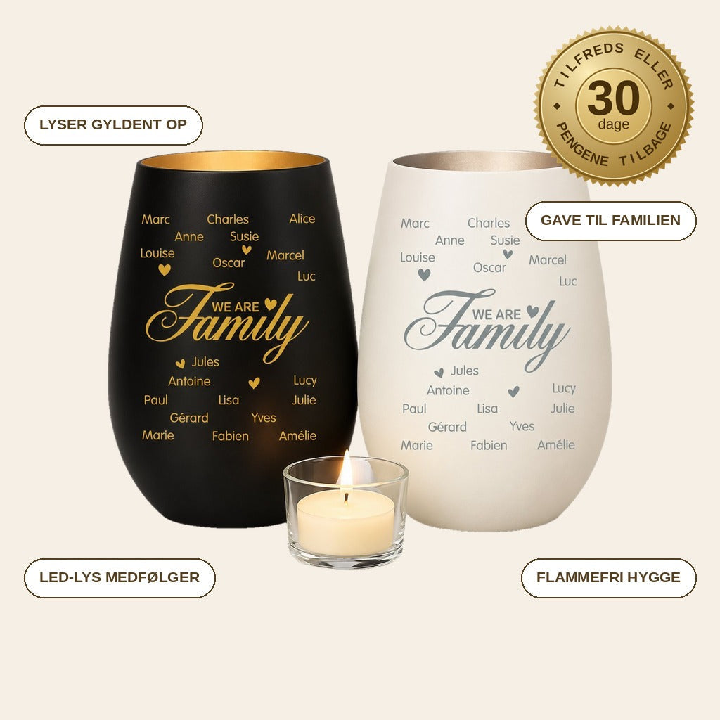 infographie — Personlig lyslygte »We are Family« – med op til 10 navne