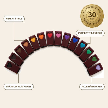 infographie — ChalkGlam™ – Hårkridt Applikatorsæt i 12 Farver