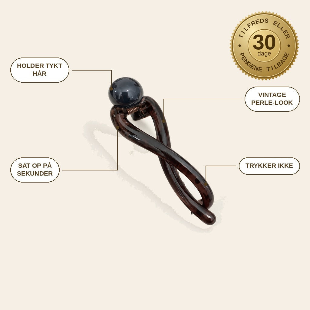 infographie — Snoet hårklemme med perle – vintage-klemme der holder tykt og langt hår